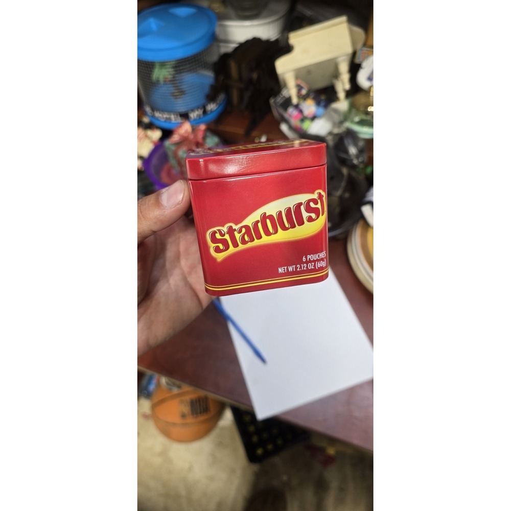 Starburst Branded Red Metal Keepsake Tin with Lid